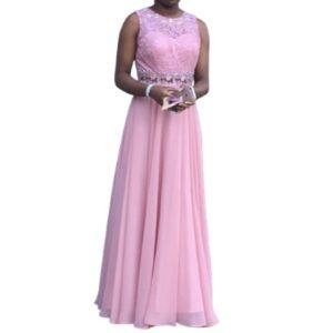 Cindy Women’s Long Formal Sleeveless Pink Evening Gown Size Small